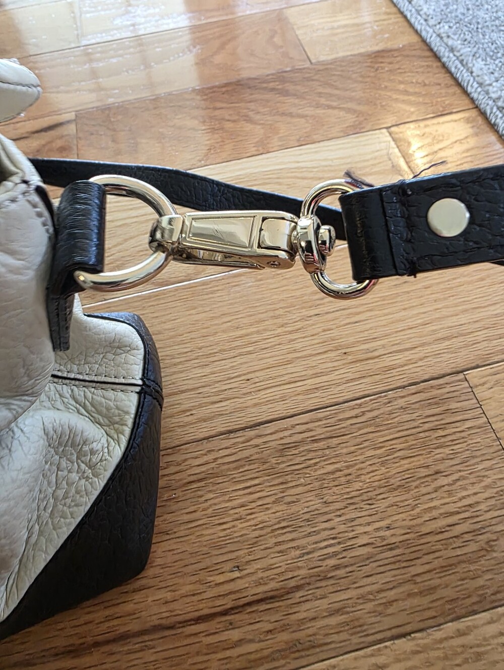 kate spade Two-Tone Cream and Black Leather Satchel - Picture 4 of 5